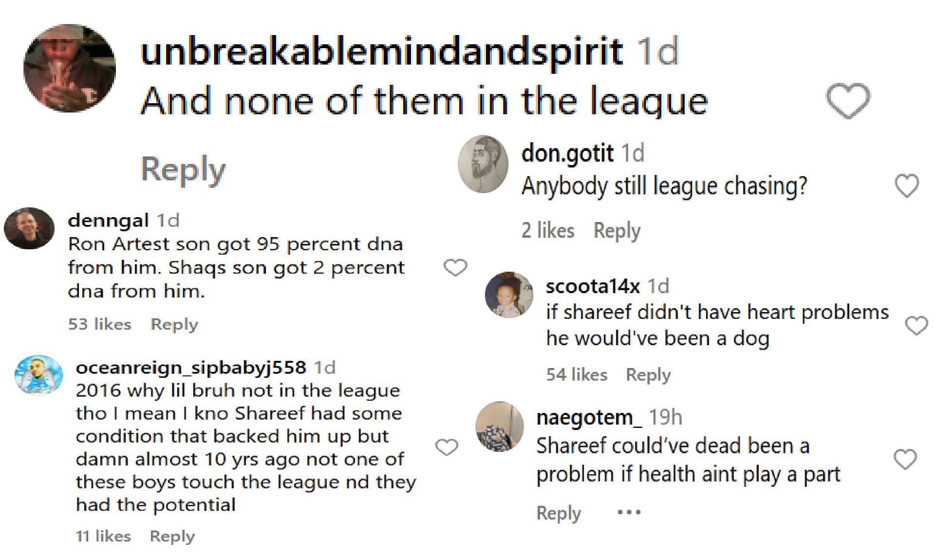 Fans react to Shareef O'Neal vs. Ron Artest III game (Source: IG/ sportscenternext)